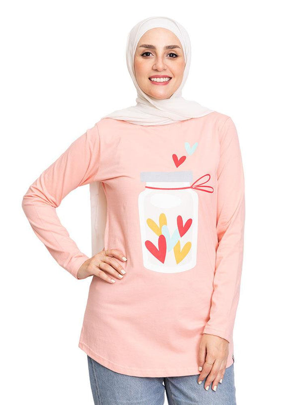 Powder Rose Printed Long - Sleeve Design 49 - Khotwh